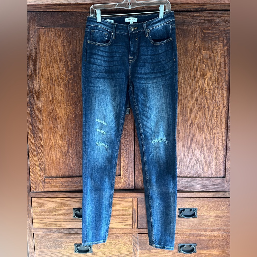 Vigoss Dark Wash, Distressed Denim Jeans